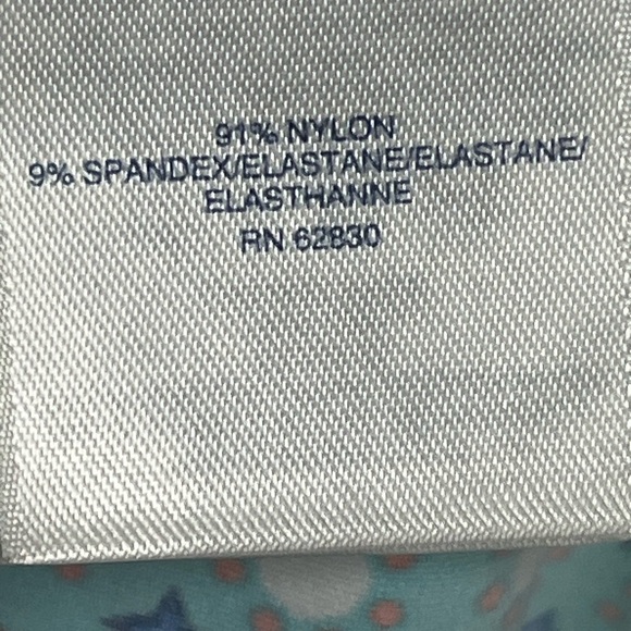 Lands' End Teal Patterned Long Sleeve Swim Top Rash Guard - Picture 3 of 5